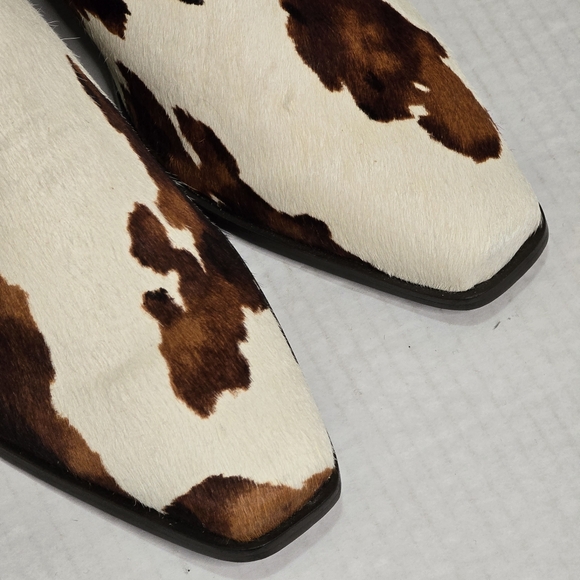 Zara Cow Print Leather Cowboy Boots Haircalf Western Ankle Women's Size 10 NWT - Picture 14 of 15